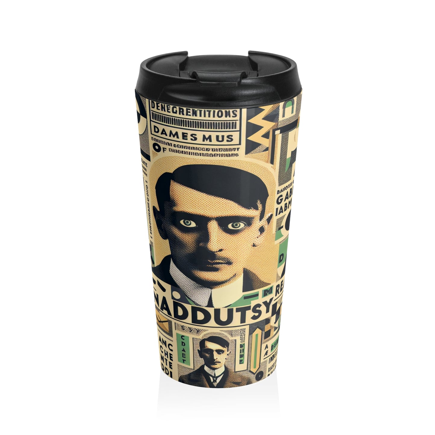 "Cacophony of Mundane Madness: A Dadaist Collage" - The Alien Stainless Steel Travel Mug Dadaism