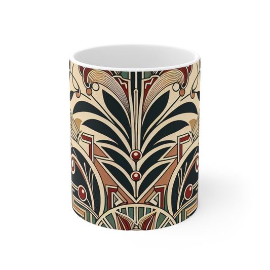 "Golden Glamour: A Dynamic Art Deco Cityscape at Sunset" - The Alien Ceramic Mug 11oz Art Deco