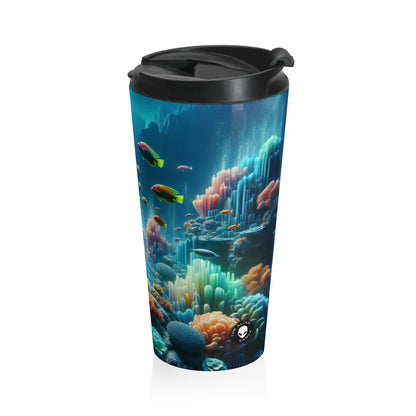 "Neon Reef: A Surreal Underwater Symphony" - The Alien Stainless Steel Travel Mug