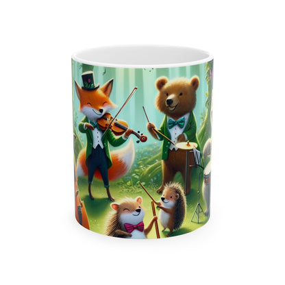 "Melodious Menagerie: Animales musicales en el bosque encantado" - Taza de cerámica The Alien de 11 oz