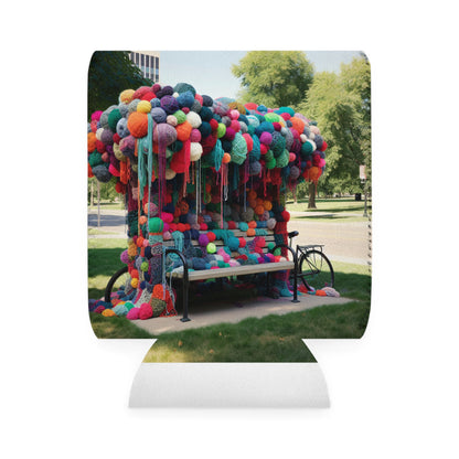 "Whimsical Wonders: Yarn-Bombing the Cityscape" - The Alien Can Cooler Sleeve Yarn Bombing (Fiber Art)