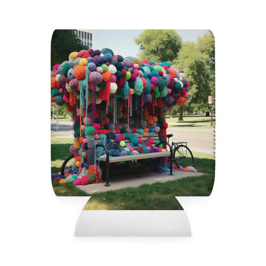 "Whimsical Wonders: Yarn-Bombing the Cityscape" - The Alien Can Cooler Sleeve Yarn Bombing (Fiber Art)