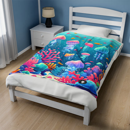 "Enchanting Underwater Symphony" - The Alien Velveteen Plush Blanket