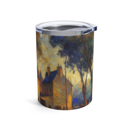 "Rainy Evening: A Post-Impressionist Cityscape" - The Alien Tumbler 10oz Post-Impressionism