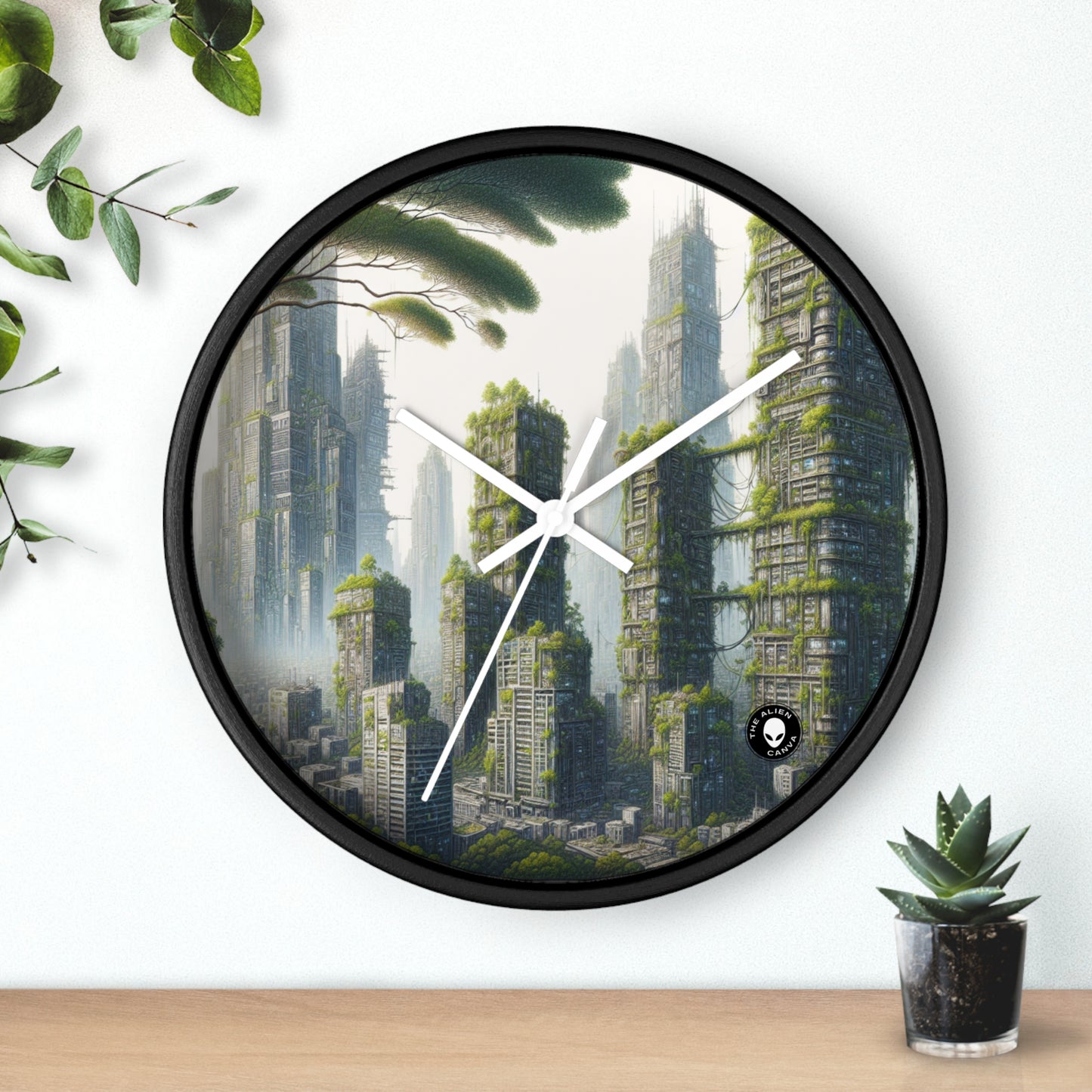 "Nature's Resurgence: The Urban Jungle" - The Alien Wall Clock