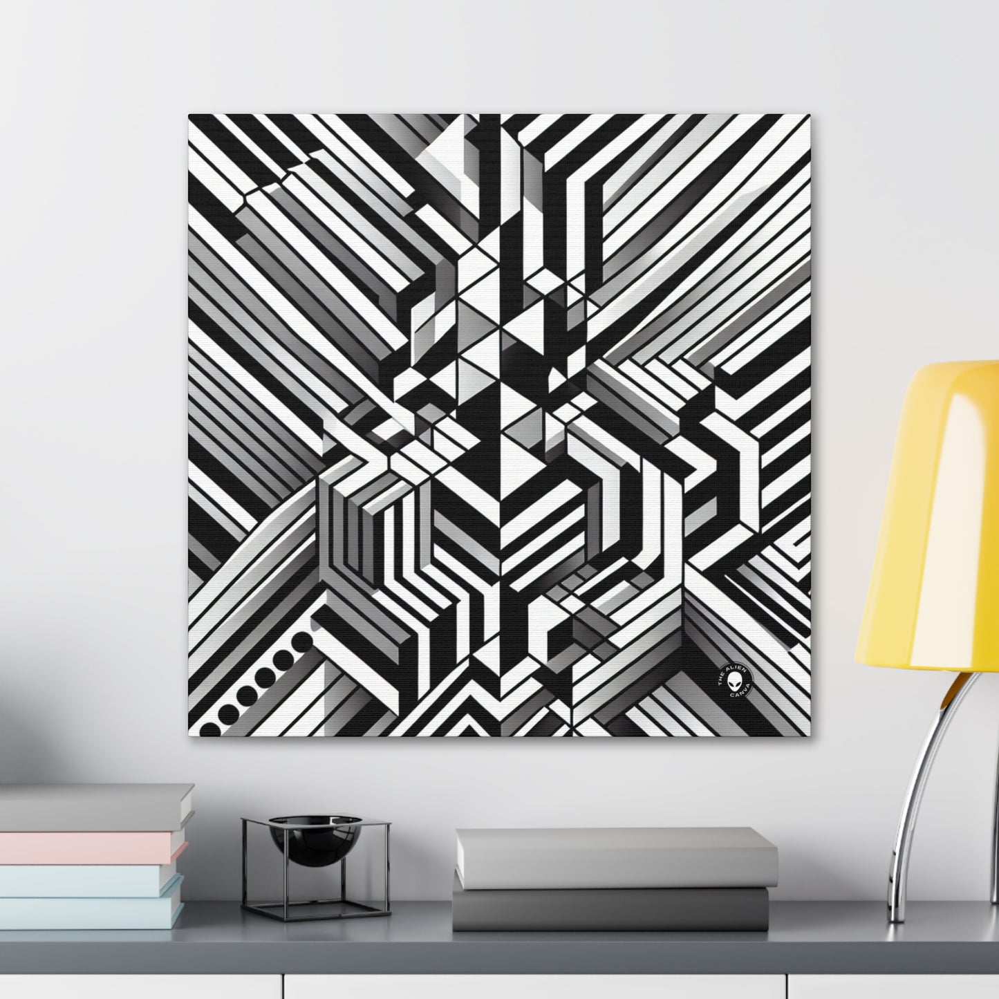 "Perception in Motion: A Mind-Bending Op Art Masterpiece" - The Alien Canva Op Art