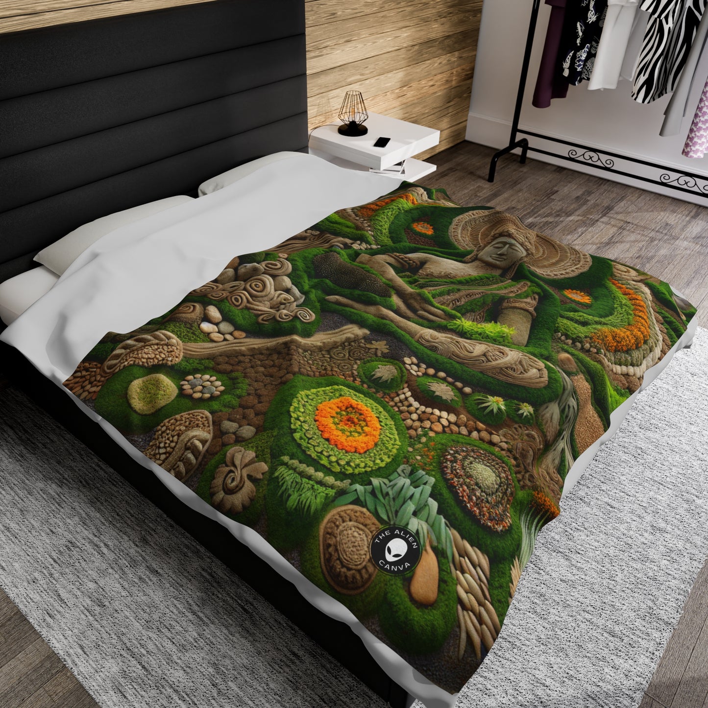 "Forest Mandala: A Harmony of Nature" - The Alien Velveteen Plush Blanket Earth Art