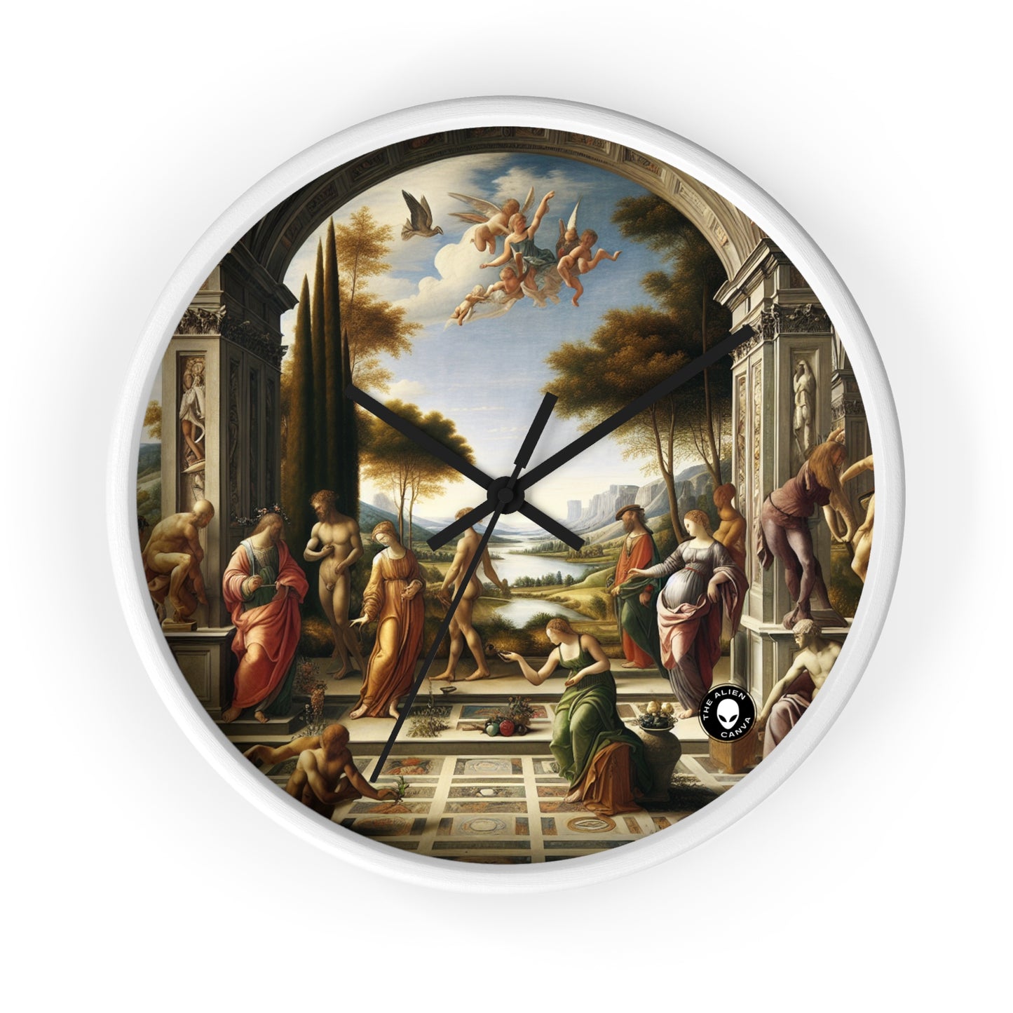 "El renacimiento de una ciudad: combinación de elegancia clásica con energía urbana moderna" - The Alien Wall Clock Renaissance Art