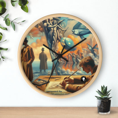 Whimsical Dreams: Defying Gravity in the Celestial Abyss - The Alien Wall Clock Surrealism