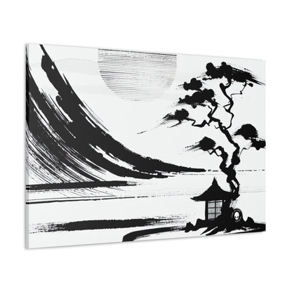 "Harmony of Wind and Water: A Zen Ink Painting" - The Alien Canva Zen Ink Painting