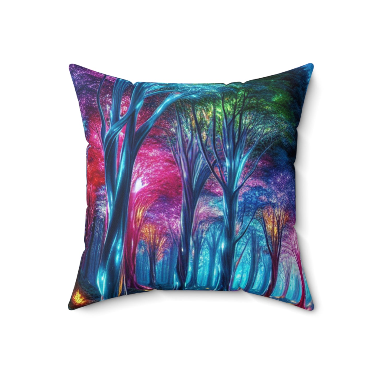 "Crystal Glow: The Enchanted Forest"- The Alien Spun Polyester Square Pillow