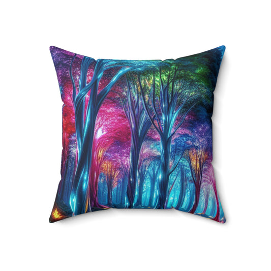 "Crystal Glow: The Enchanted Forest"- The Alien Spun Polyester Square Pillow