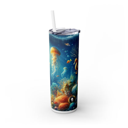 "Serenidad iluminada por el sol: un reino submarino mágico" - Vaso delgado con pajita de 20 oz de Alien Maars®