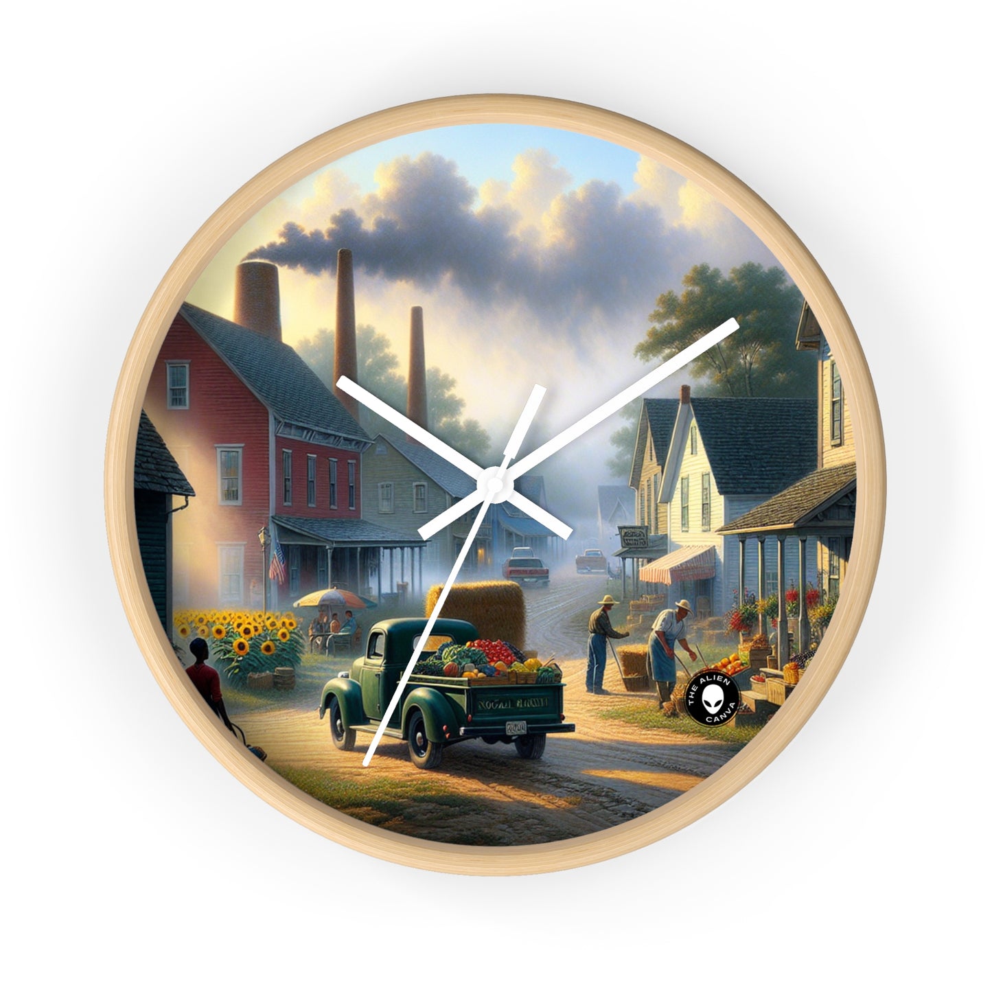 "Harvest Tranquility: A Midwest Farm Scene" - The Alien Wall Clock Regionalism