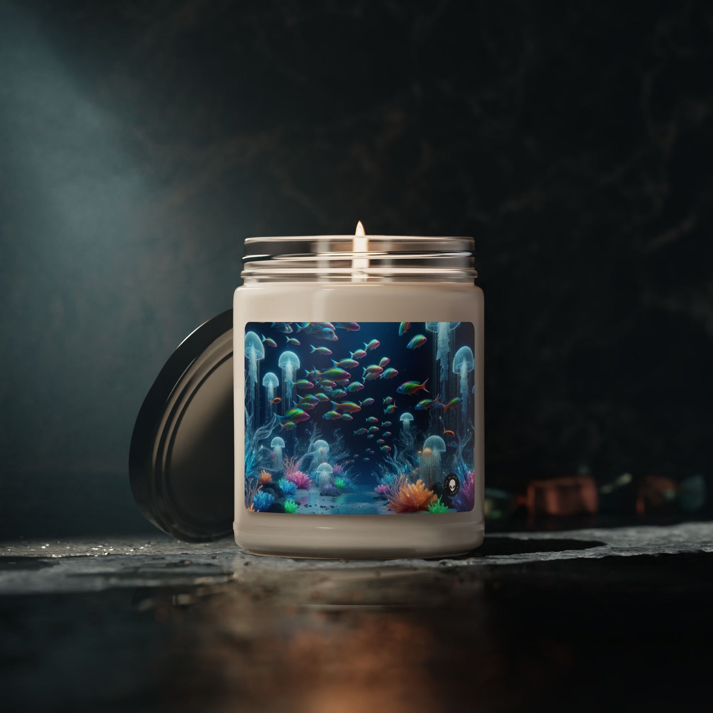 "Neon Dreams: The Underwater Wonderland" - Vela de soja con aroma a alienígena de 9 oz