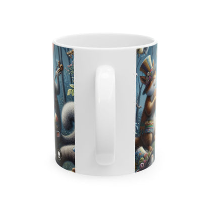 "Melodías a la luz de la luna en el bosque encantado" - Taza de cerámica alienígena de 11 oz