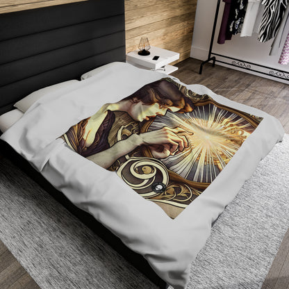 "Reflection of Beauty" - The Alien Velveteen Plush Blanket Art Nouveau