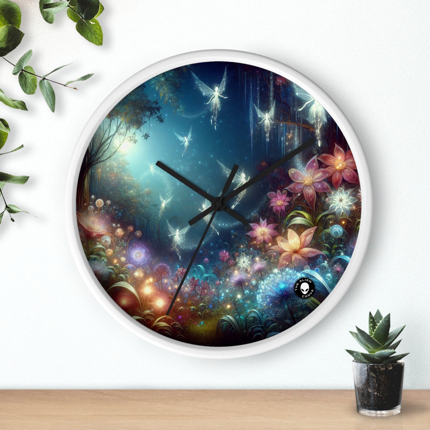 "Enchanted Moonlit Flower Forest" - The Alien Wall Clock