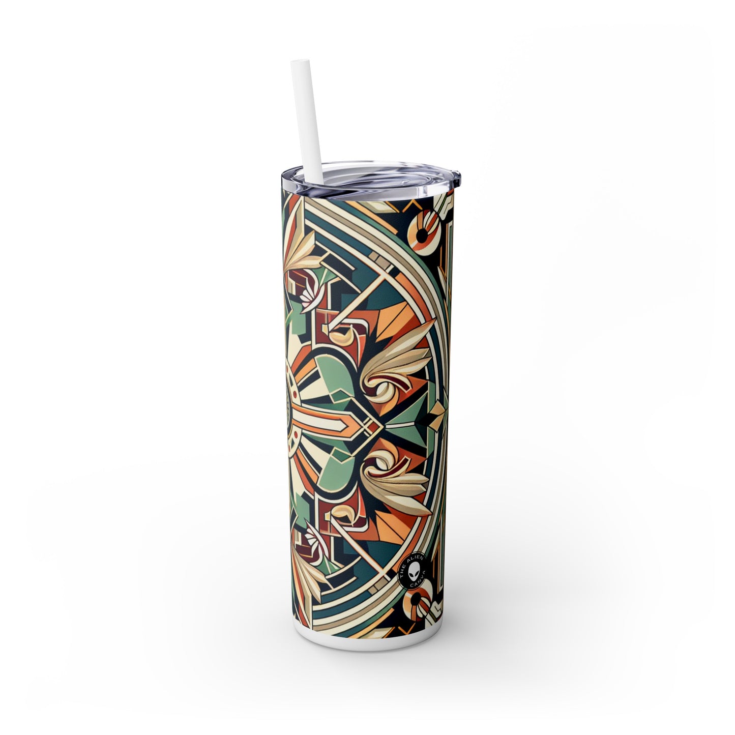 "Glamorous Art Deco Elegance: A Sparkling Evening" - The Alien Maars® Skinny Tumbler with Straw 20oz Art Deco