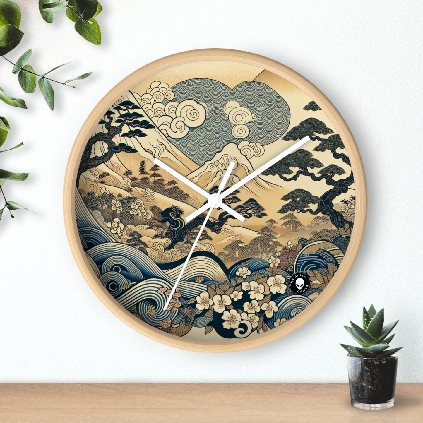 "Les rêves festifs d'Edo" - L'horloge murale extraterrestre Ukiyo-e (impression japonaise sur bois)