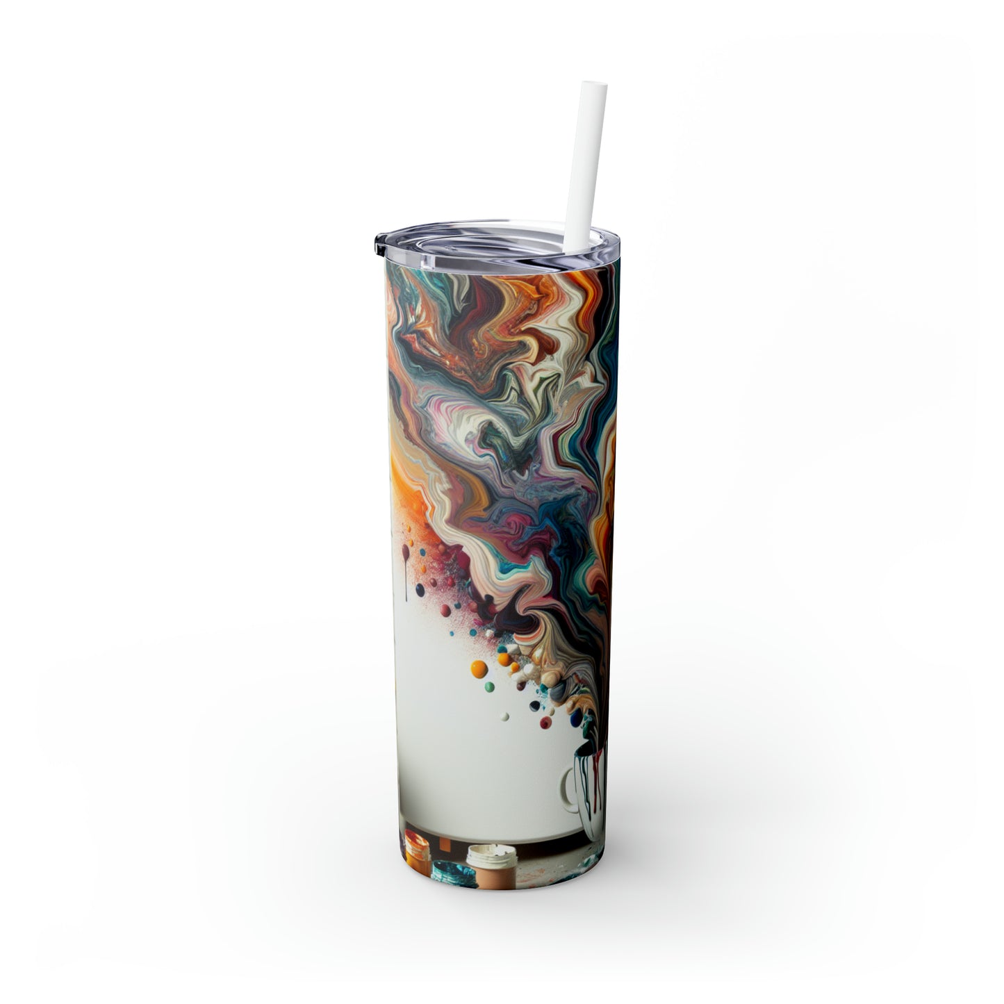 « Un paradis pour la peinture : l’art du coulée acrylique » - The Alien Maars® Skinny Tumbler avec paille 20oz Style de coulée acrylique