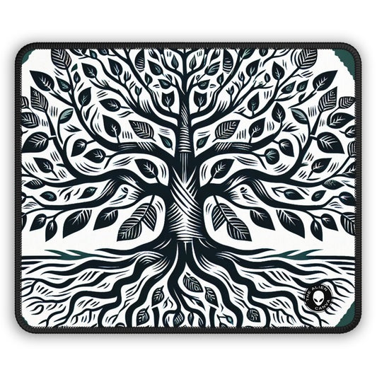 "Modern Woodcut Family Tree" - The Alien Gaming Mouse Pad Woodcut Printing