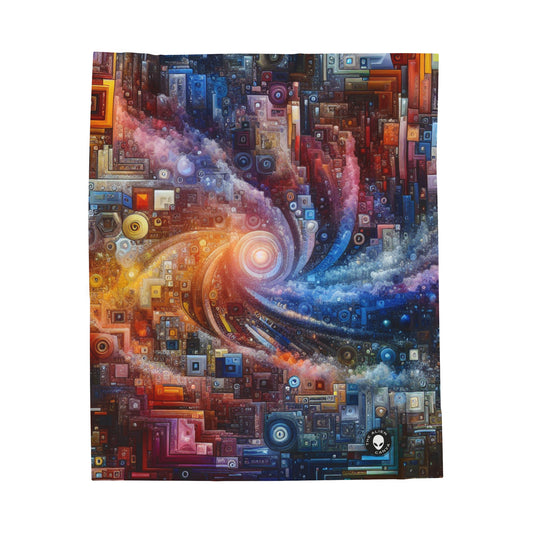 "Futuristic City Nights: A Dazzling Metropolis of Innovation and Imagination" - The Alien Velveteen Plush Blanket Digital Art