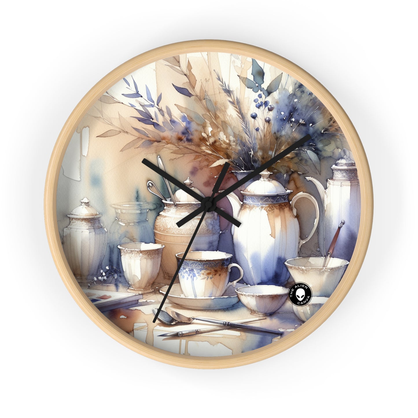 "A Tranquil Sunset by the Riverside" - The Alien Wall Clock Watercolor Painting