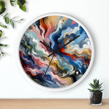 "Serenidad del amanecer: una pintura abstracta inspirada en la renovación" - La abstracción lírica del reloj de pared alienígena