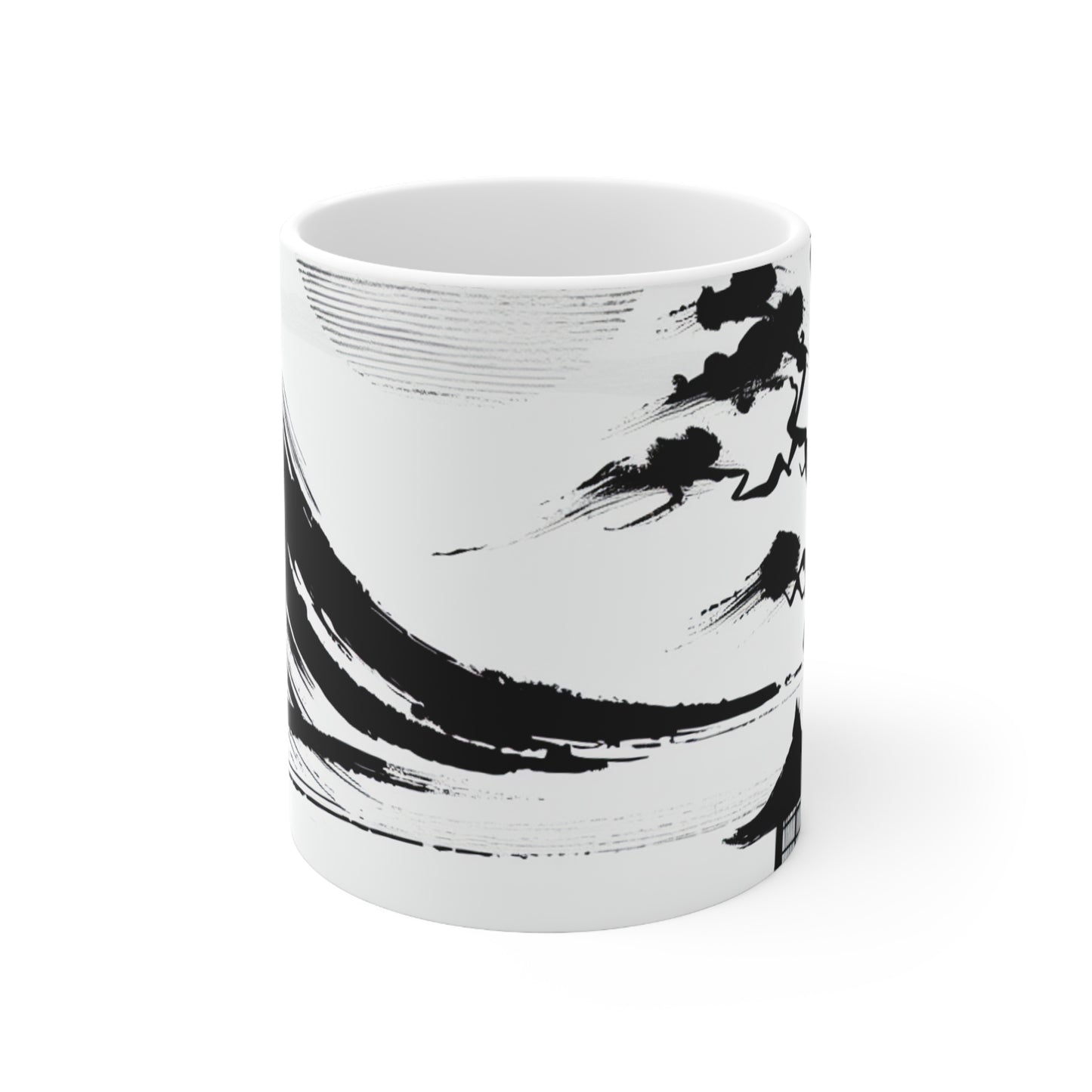 "Harmonie du vent et de l'eau : une peinture à l'encre zen" - La tasse en céramique Alien 11oz Peinture à l'encre zen