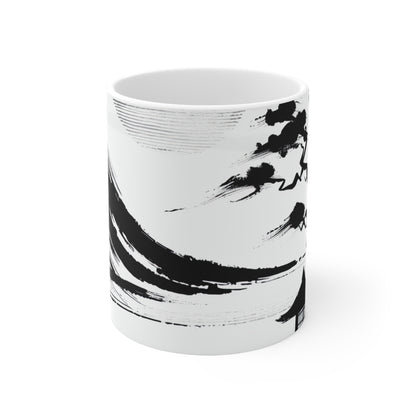 "Harmony of Wind and Water: A Zen Ink Painting" - The Alien Ceramic Mug 11oz Zen Ink Painting