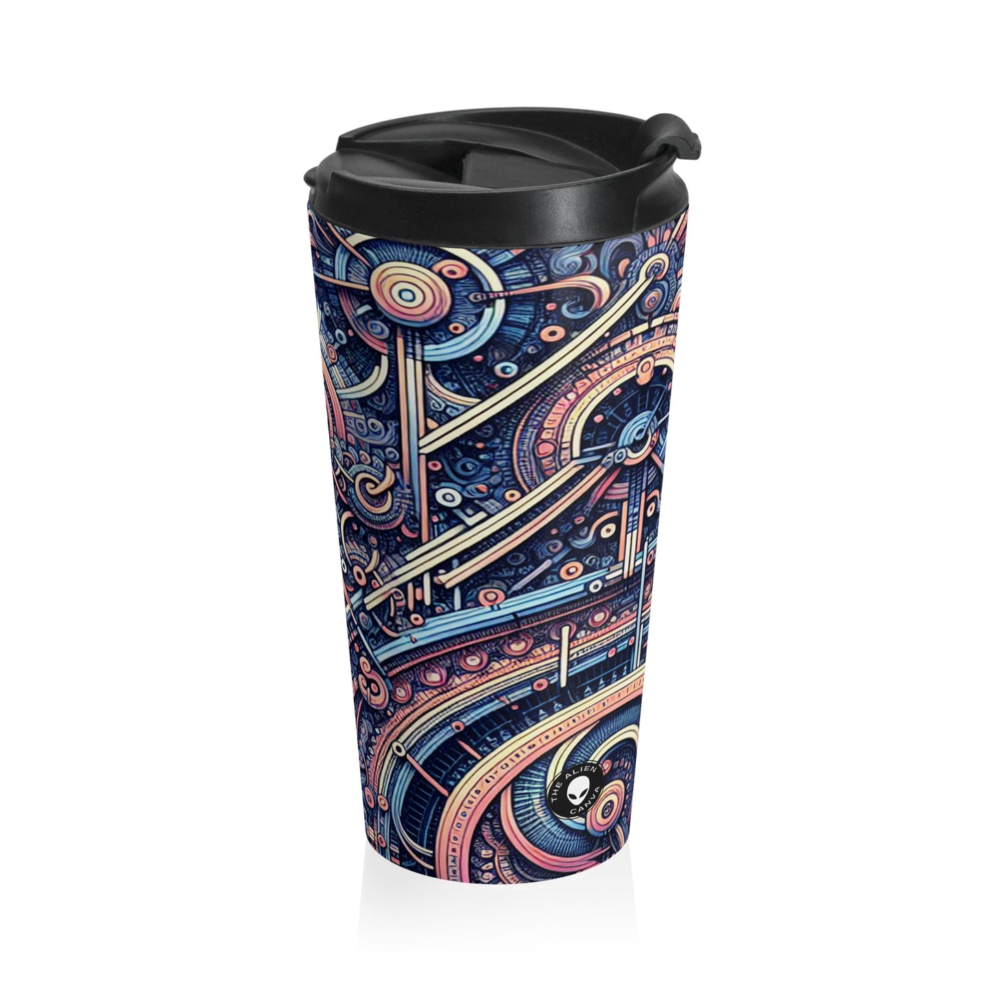 "Chaos & Order: A Dynamic Dance of Colors and Patterns" - The Alien Stainless Steel Travel Mug Algorithmic Art