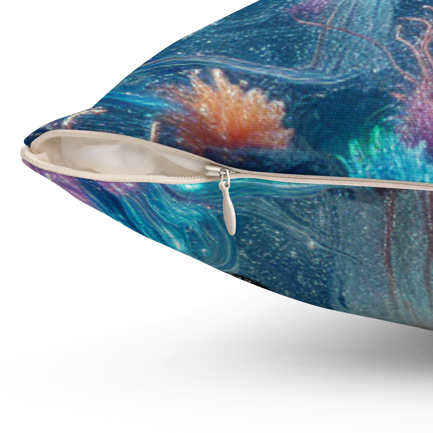 "Neon Dreams: The Underwater Wonderland"- The Alien Spun Polyester Square Pillow