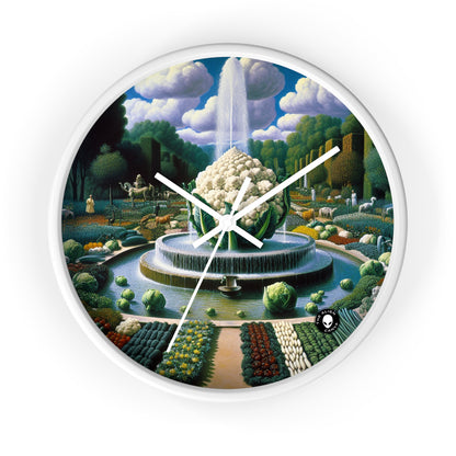 "The Vegetable Fountain: A Cauliflower Conglomerate" - The Alien Wall Clock Surrealism