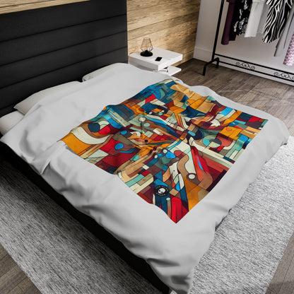 "Galactic Whirlwind: An Abstract Exploration of Cosmic Mysteries" - The Alien Velveteen Plush Blanket Abstract Art