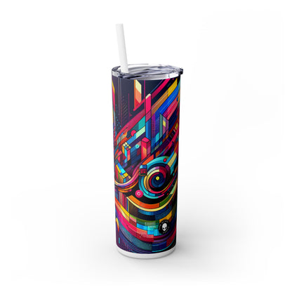 « Neon Metropolis : Un paysage urbain futuriste » - The Alien Maars® Skinny Tumbler avec paille 20oz Art numérique