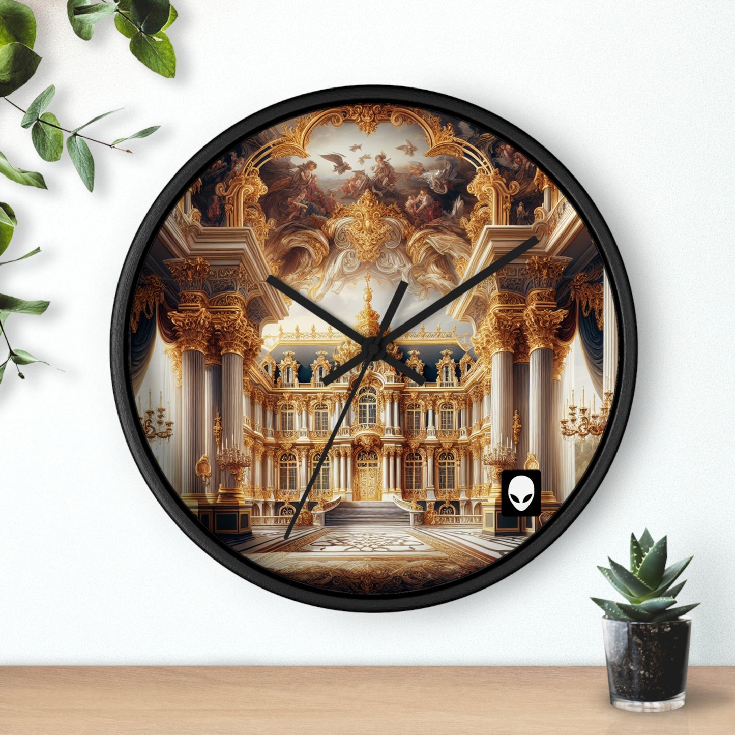 "Splendeur royale : un palais baroque plaqué or" - L'horloge murale Alien de style baroque