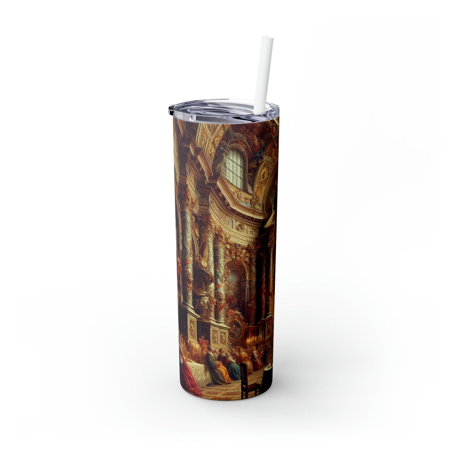 "Masquerade Majesty: A Regal Baroque Ballroom" - The Alien Maars® Skinny Tumbler with Straw 20oz Baroque