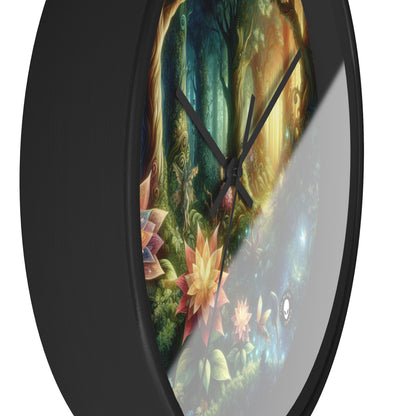 Enchanted Woodland: Glowing Blossoms and Mystical Beings - The Alien Wall Clock