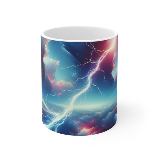 "Electricidad en el cielo" - La taza de cerámica alienígena 11oz Estilo de arte digital