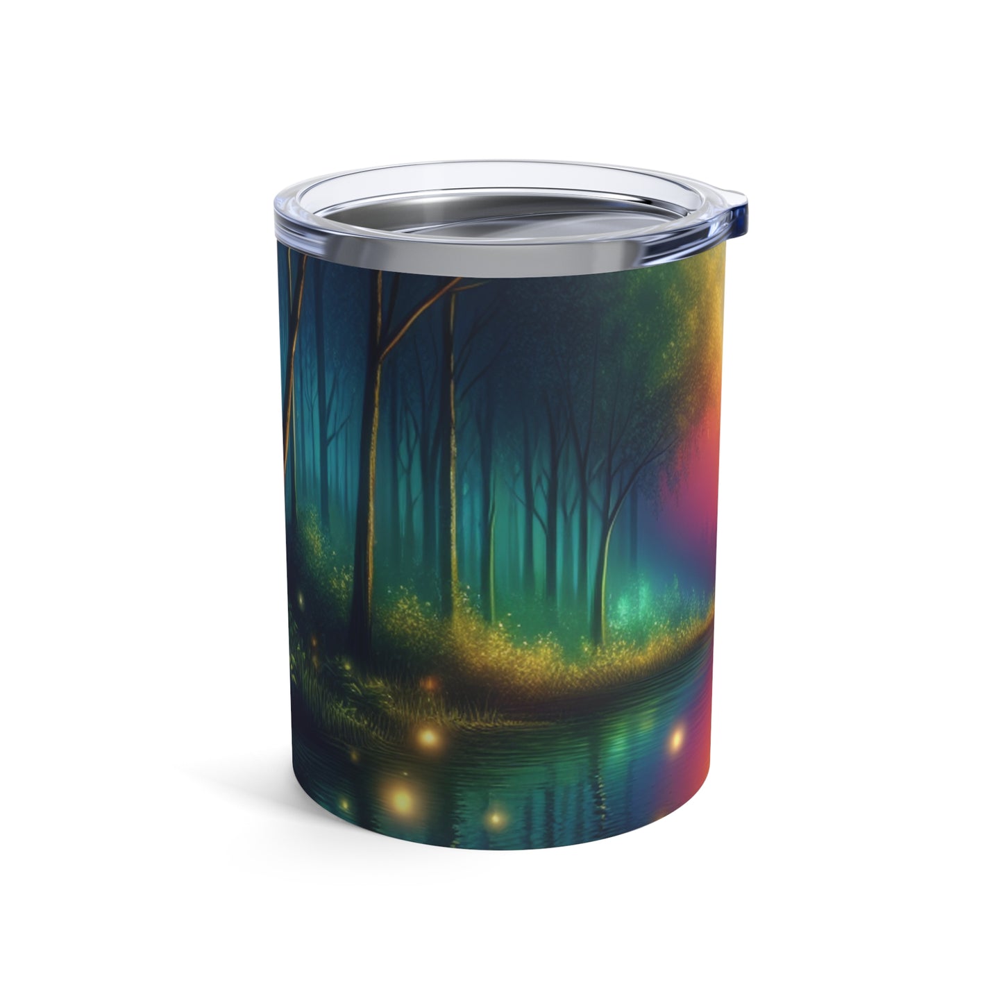 "Encantamiento del anochecer: una escena de bosque mágico" - Vaso Alien de 10 oz