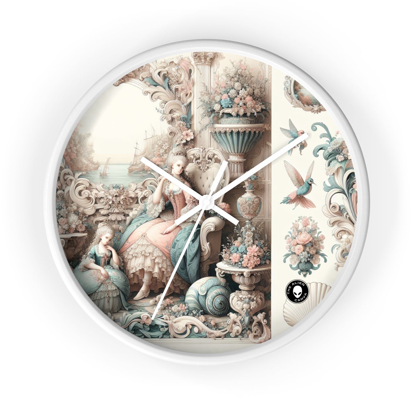 "Enchantement dans les jardins pastel : Rococo Fairy Princess" - L'horloge murale Alien Rococo