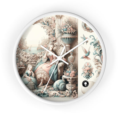 "Enchantement dans les jardins pastel : Rococo Fairy Princess" - L'horloge murale Alien Rococo