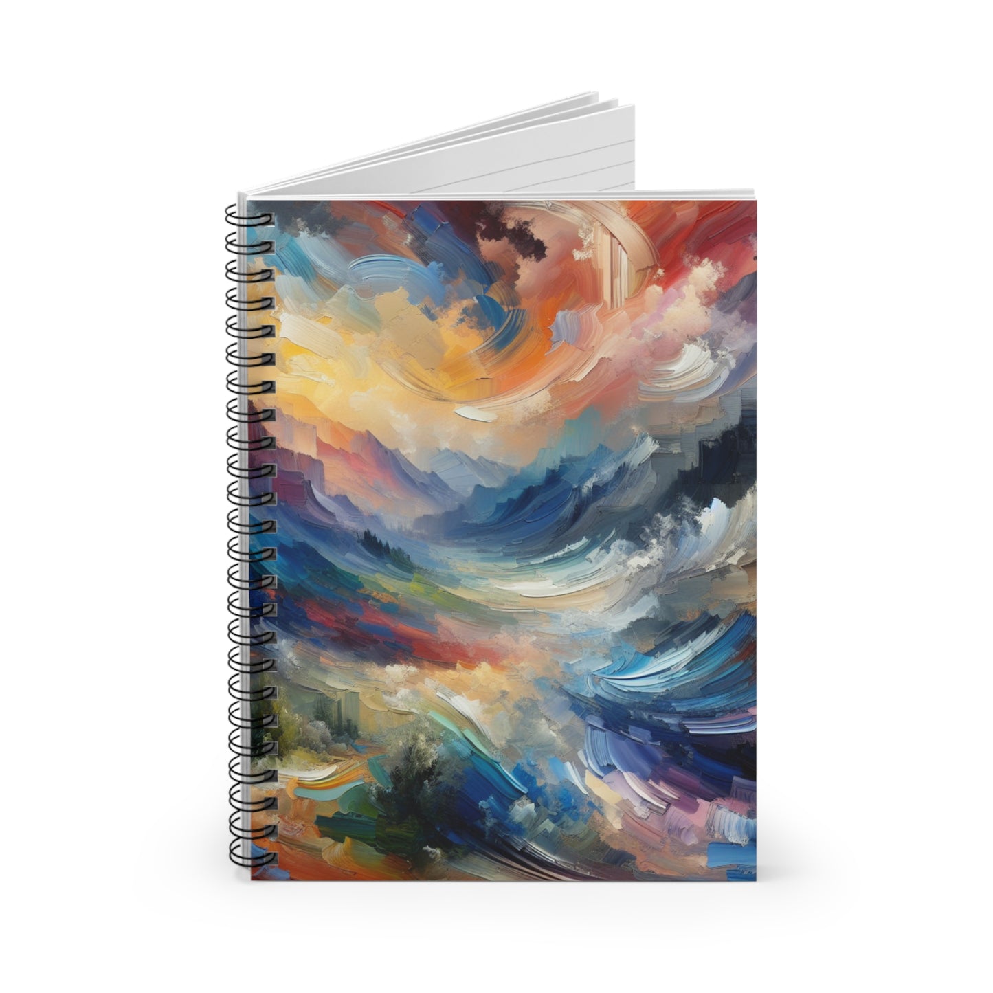 "Abstract Landscape: Exploring Emotional Depths Through Color & Texture" - The Alien Spiral Notebook (Ruled Line) Abstract Expressionism Style