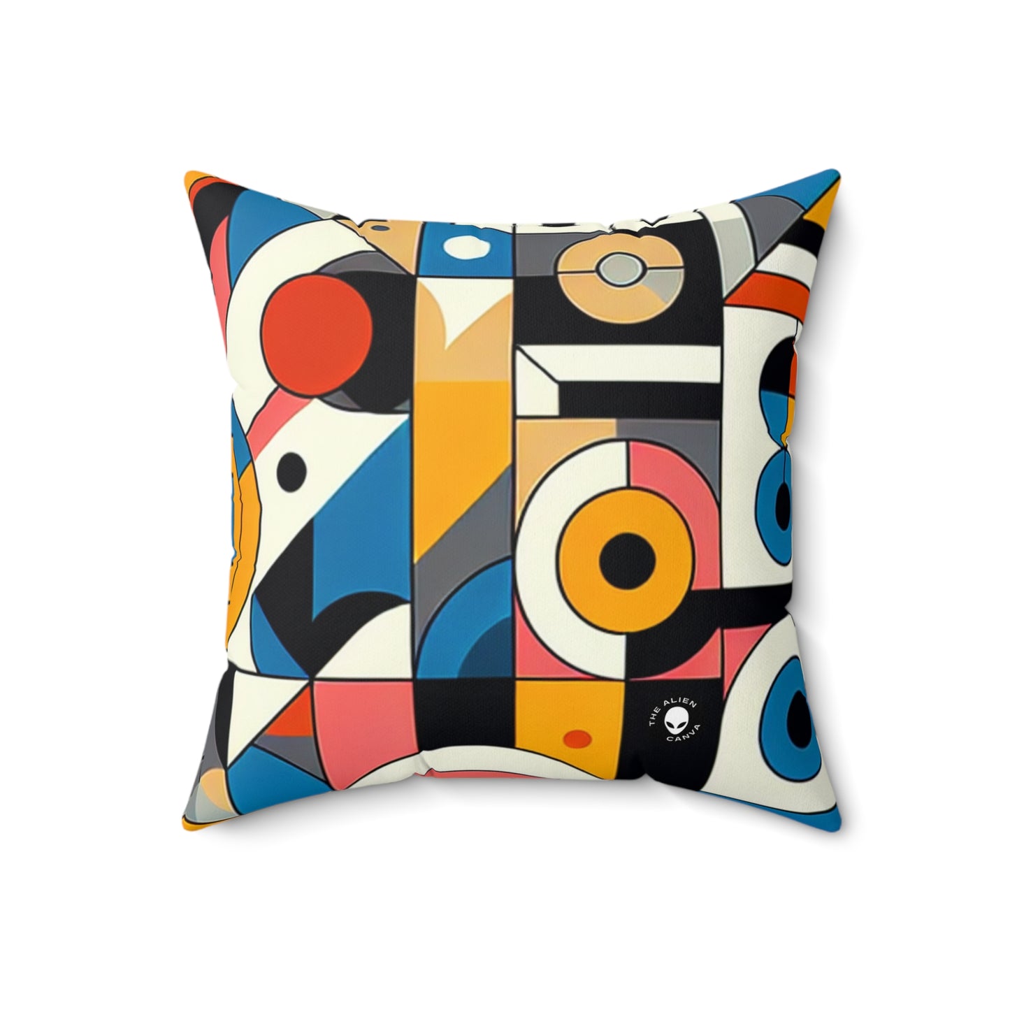 "Cityscape Ignited"- The Alien Spun Polyester Square Pillow Geometric Abstraction