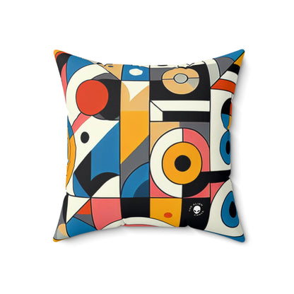 "Cityscape Ignited"- The Alien Spun Polyester Square Pillow Geometric Abstraction