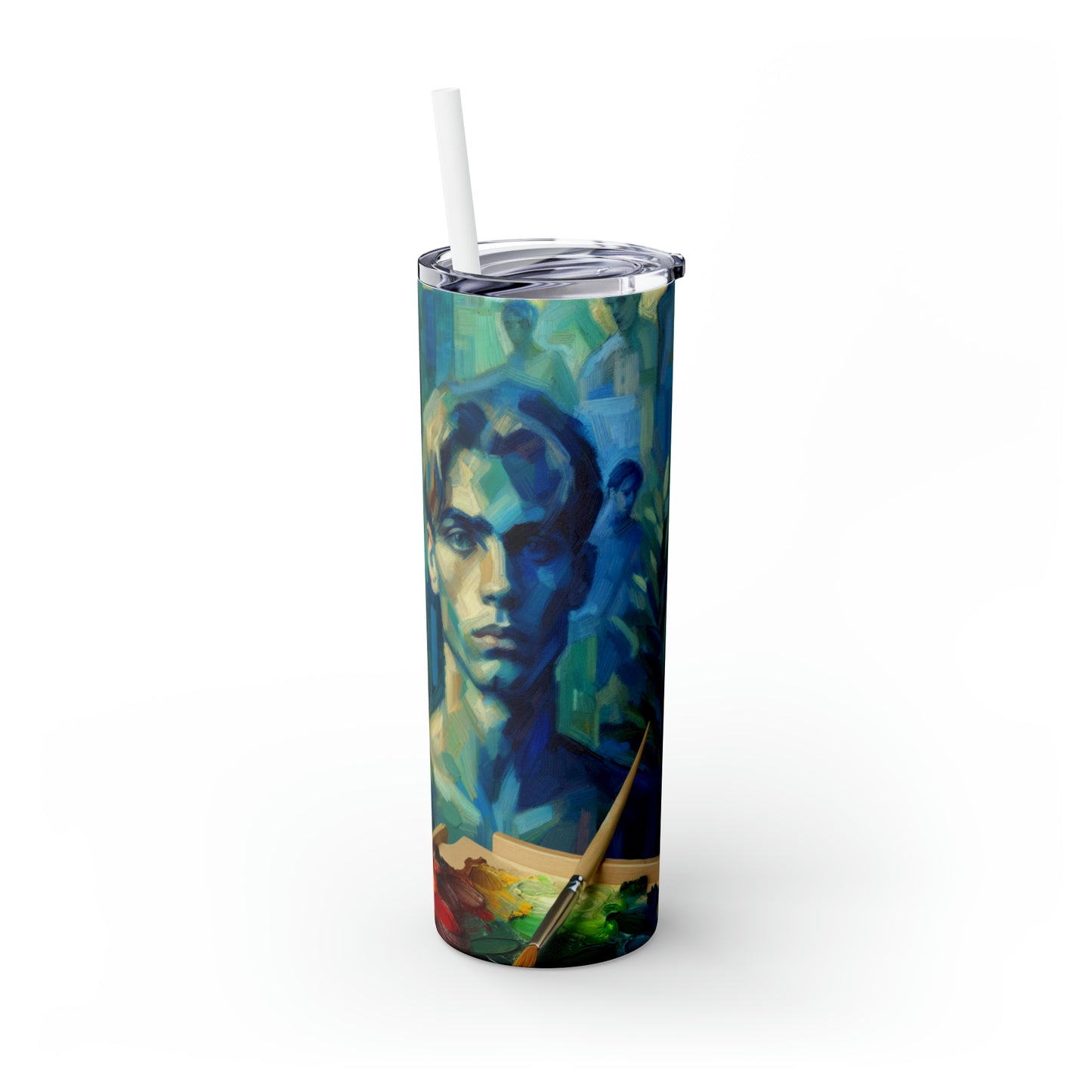 "Soothing Gaze" - The Alien Maars® Skinny Tumbler with Straw 20oz Expressionism Style