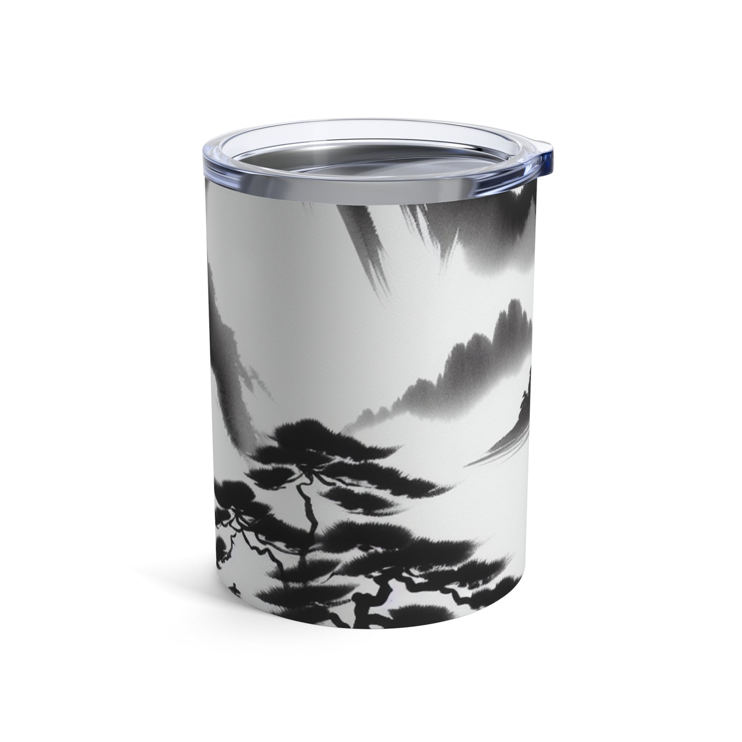 "Reflejo de la montaña: una serena pintura con tinta zen" - The Alien Tumbler 10oz Zen Ink Painting