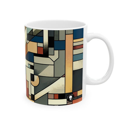 "Cubist Cityscape: Urban Energy" - The Alien Ceramic Mug 11oz Synthetic Cubism