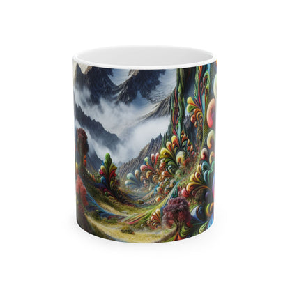 « Montagnes de bonbons et vallées fantaisistes » – Tasse en céramique Alien 11 oz